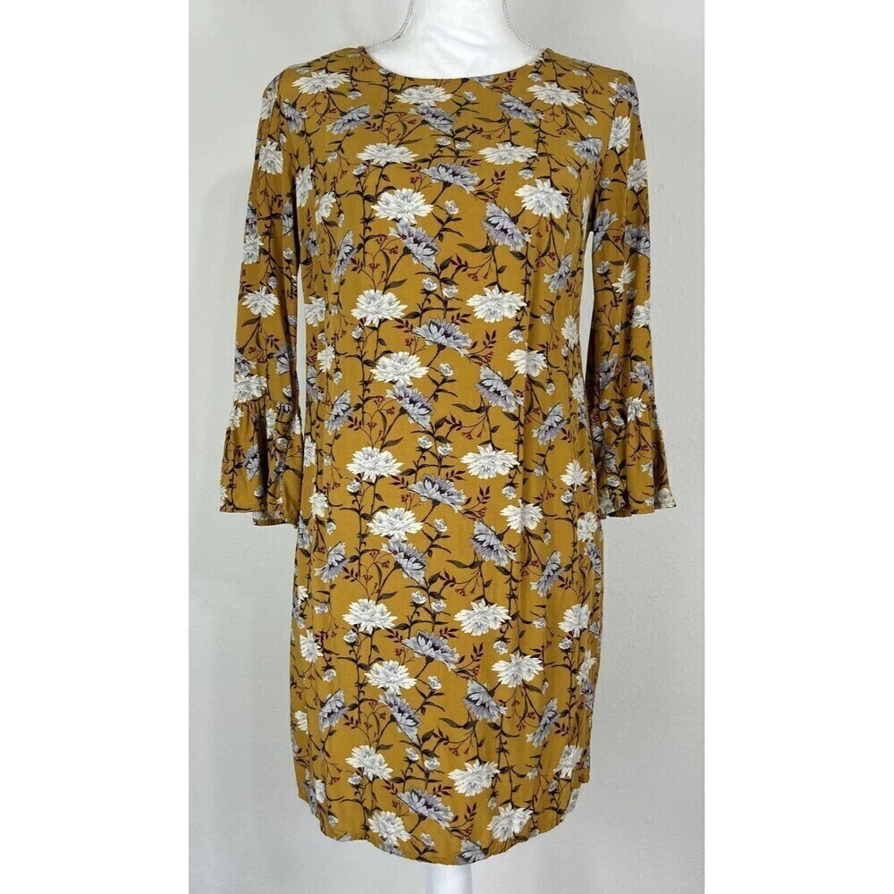 Old Navy Gold Floral Mini Shift Dress Size XS (0/2)